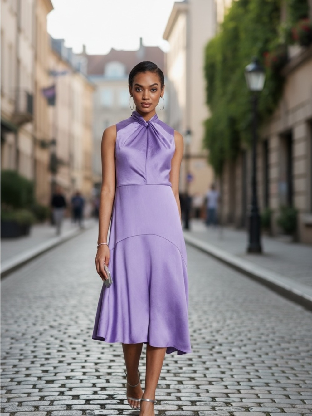 Elie Tahari Twist-Neck Midi Dress Sz 0